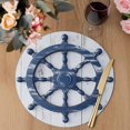 thumbnail image 3 of Blue Coastal Round 13 Inch Placemats Set of 6, Nautical Summer Beach Ocean HeatResistant Non Slip Place Mats for Dining Table, Wipeable Braided Kitchen Table Mats for Housewarming, 3 of 9