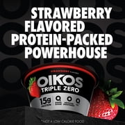 Oikos Triple Zero 15g Protein, 0g Added Sugar, Fat Free Strawberry Greek Yogurt Cup, 5.3 oz