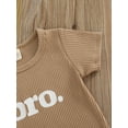 thumbnail image 6 of hirigin Summer Toddler Baby Boys Casual Ribbed Clothes Solid Ribbed Knitted Short Sleeve Letter Print Romper Jumpsuits One-pieces Long Pants, 6 of 8
