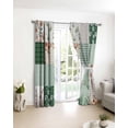 thumbnail image 3 of Boho Spring Floral Blackout Curtains for Bedroom/Living Room, Thermal Insulated Kitchen Curtains, Retro Flowers Plants Patchwork Grid Green Grommet Darkening Window Treatment Drapes 42"x63"x2, 3 of 8