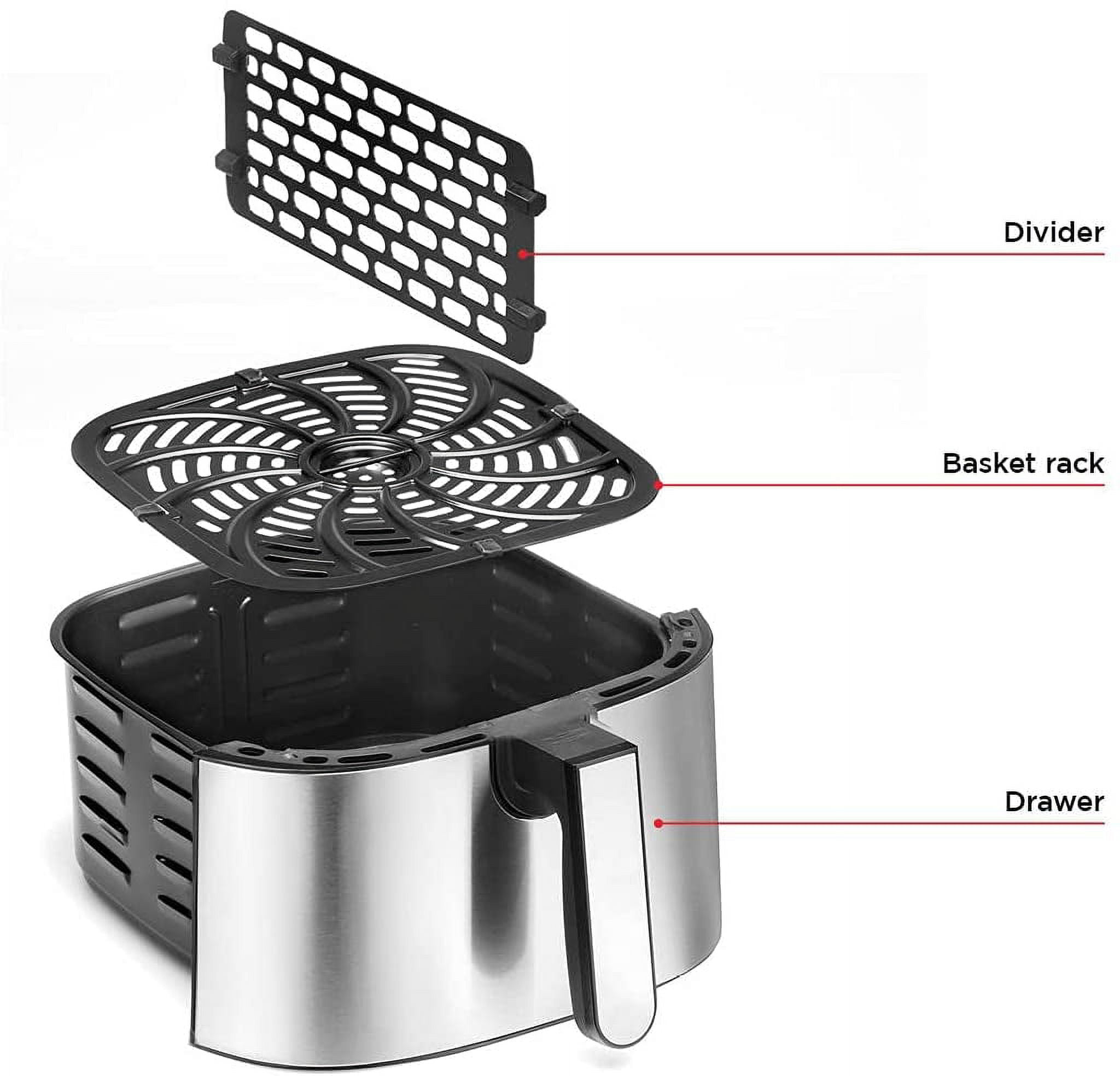 Chefman Freidora Electrica Sin Aceite Turbo Fry Acero Inoxidable con Divisor 8 Cuartos para Cocina Walmart