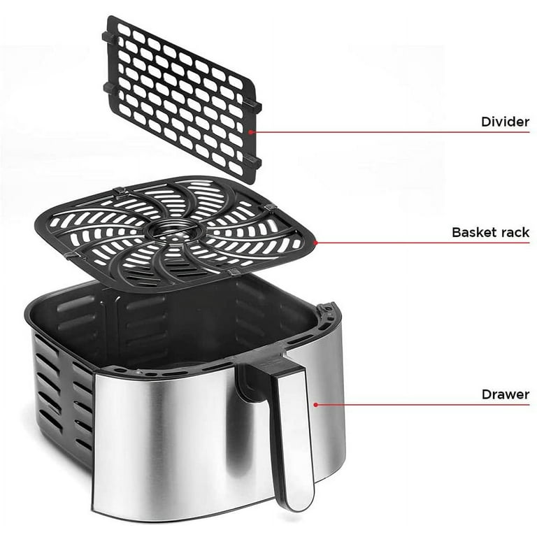 Chefman Turbo Fry Stainless Steel Air Fryer with Basket Divider, 8 Quart 