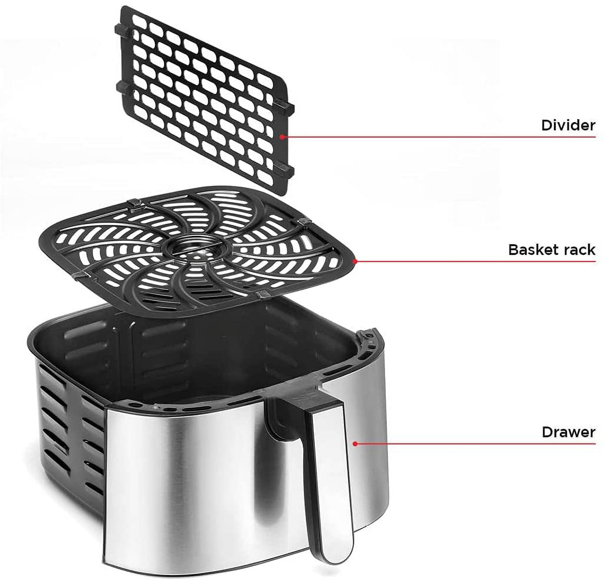 Chefman Turbo Fry Stainless Steel Air Fryer with Basket Divider, 8 Quart - image 5 of 9