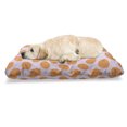 thumbnail image 1 of Orange Pet Bed, Cartoon Citrus Fruit on Polka Dots Pattern, Chew Resistant Pad for Dogs and Cats Cushion with Removable Cover, 24" x 39", Pale Pink Apricot, by Ambesonne, 1 of 4
