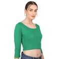 thumbnail image 3 of eloria Women's Cotton Scoop Neck Full Sleeve Tank Crop Tops Bustier Bra Vest Crop Top Bralette Readymade Saree Blouse for Women, 3 of 5