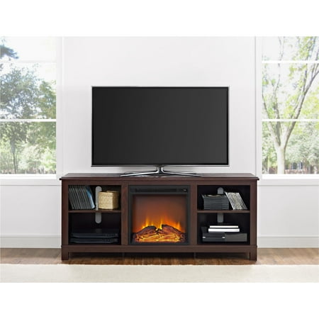 Ameriwood Home Edgewood 65" TV Console with Fireplace for TV's up to 65", Cherry Espresso