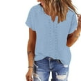 thumbnail image 2 of Inleife Ladies Casual Tops Solid Short Sleeve Round Neck Pullover Lace Blouse, 2 of 6