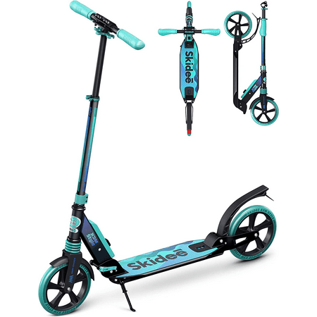 Skidee Scooter for Kids  Teens  Adults  4 Adjustment Levels  Handlebar Up to 41 Inches  Aqua
