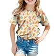 thumbnail image 4 of Toddler/Little Girls Cotton Blend girls daily wear clothing 24 Months 2t 3t 4t 5t 6t 7t Bunny Graphic Short Sleeve T-Shirt Gibobby,6-7 Years,Light Yellow, 4 of 6