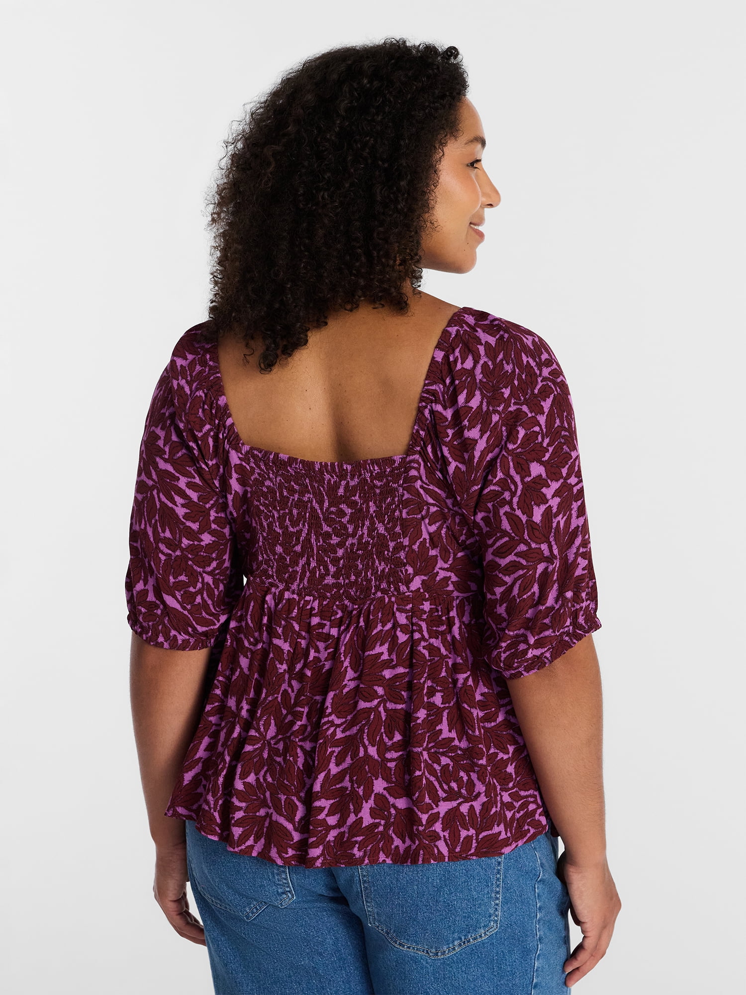 Terra & Sky Women's Plus Peplum Sweetheart Top, Sizes 0X-5X