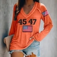 thumbnail image 1 of IDALL Chandail en Molleton pour Femmes Manches Longues T-Shirts Graphiques Rétro 45 47 Imprimé Chandail en Molleton 45 47 Col en V 45 47 pour Président Chandail en Molleton T-Shirts Tenues Automne Orange TG, 1 of 5