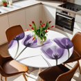thumbnail image 2 of Purple Tulip Floral Elastic Fitted Round Table Cover Flower Waterproof Outdoor Tablecloth for Holiday Party, Picnic, Patio & Dining Fits Tables Up to 36"-44", 2 of 8