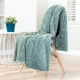 thumbnail image 3 of Chanasya Fuzzy Soft Cloud Textured Embossed Faux Fur Throw Blanket - Plush Sherpa Solid Cozy Blanket for Bed Sofa Chair Couch Cover Living Bed Room (50x65 Inches) Tan Turquoise Blanket, 3 of 7