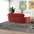 thumbnail image 3 of Modern 51" Loveseat Sofa, Upholstered Two-Seater Sofa Couch , Living Room Sofa with Headrest, 2 Throw Pillow and Gold Metal Leg, for Small Space Office Studio Apartment, Terracotta Chenille, 3 of 7