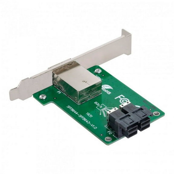 FVH Dual Ports Mini SAS HD SFF-8644 To Internal SAS HD SFF-8643 PCBA Female Adapter With Low Profile Bracket