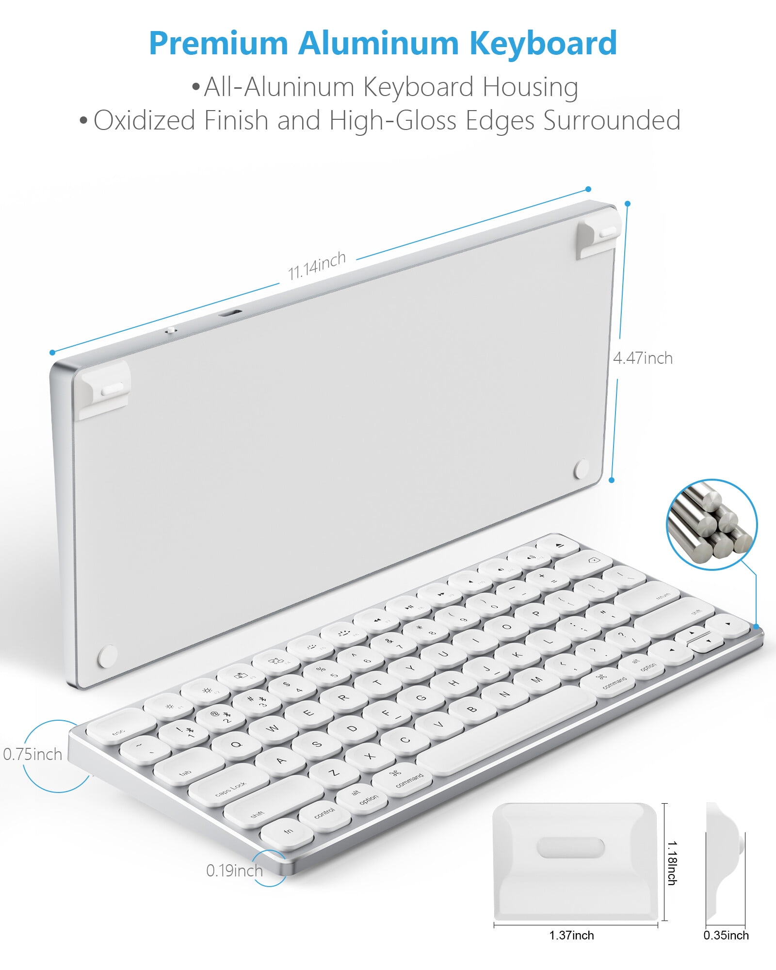 Yivandi Aluminum Wireless Bluetooth Keyboard for Mac OS – Compact Design, Backlit Keys, Rechargeable Battery – Compatible with iMac, MacBook Pro, Mac Mini, iPad