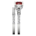 thumbnail image 3 of 3.06 ct Brilliant Round Cut Natural Garnet 18K White Gold Solitaire with Accents Engagement Bridal Wedding Ring Band Set size 8.25, 3 of 7