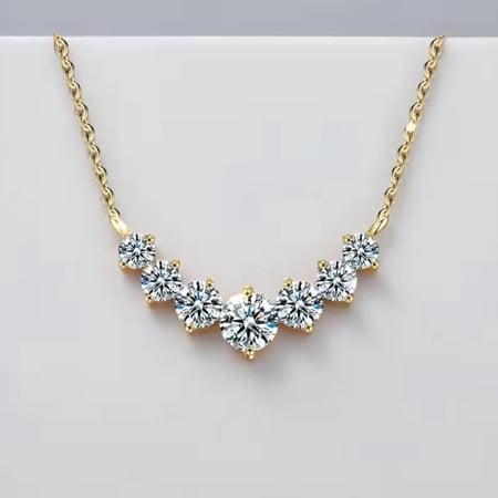 Sparkle Jewels 3Ct Round Cut Cubic Zirconia Women Wedding Necklace Pendant 14k Yellow Gold Plated