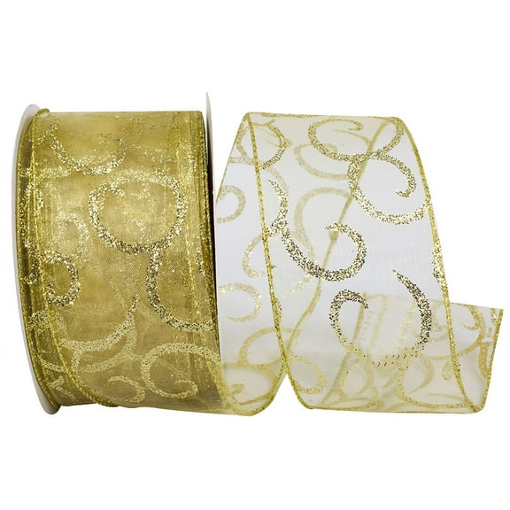 Reliant Ribbon - 94165W-035-40K, Ribbon, Gold, 2-1/2 Inch, 50 Yards