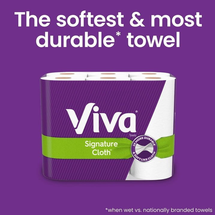 Viva Signature Cloth Paper Towels, 4 Triple Rolls, 2 Pack