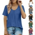 thumbnail image 2 of Vhkiploz Summer Tops for Womens Short Sleeve V-Neck Pleated Tunics T-Shirts Casual Loose Bussiness Work Blouse, 2 of 9