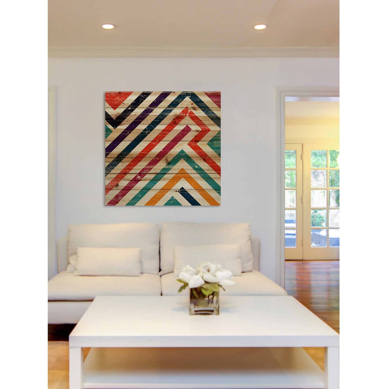 "Paths of Color" Painting Print on Natural Pine Wood