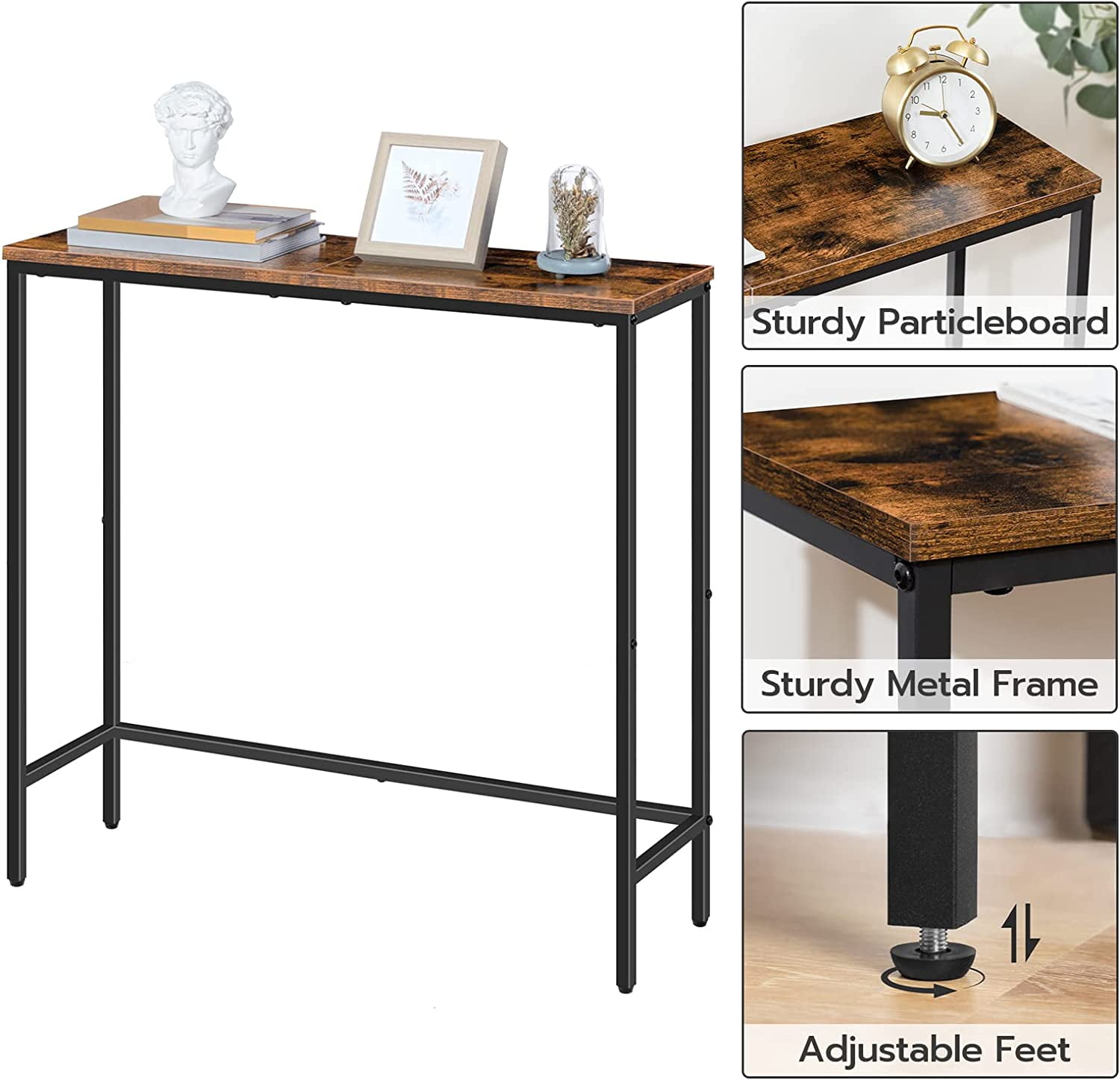 HOOBRO 29.5" Wooden Narrow Console Table Sofa Table Entryway Living Room Rustic Brown BF75XG01