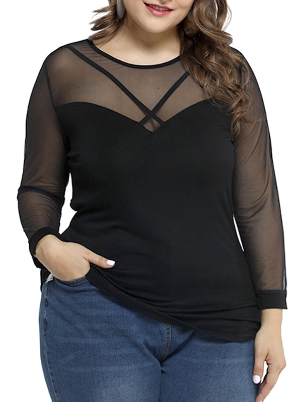 black sheer plus size top