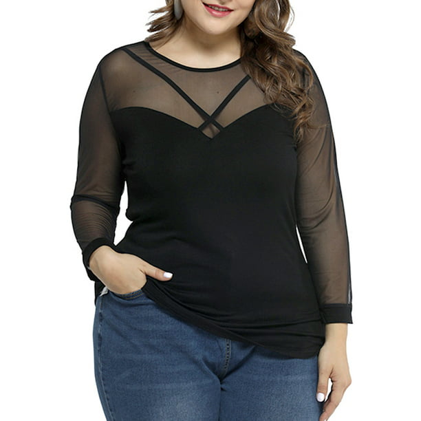 XXLvision Women's Size Sheer Long Sleeve Top - Walmart.com