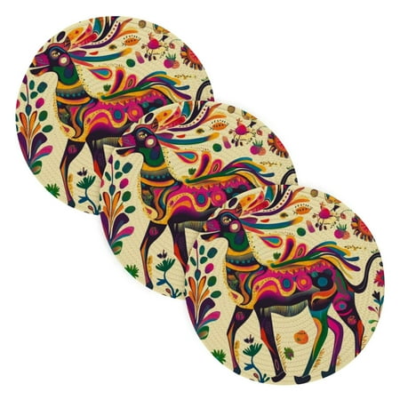 

3 Placemat Pan Bowl Mat Teacup Mat 15x15x24 Inch Tray Mat Kitchen Pot Mat Hot Pot Mat Teapot Mat Table Protective Mat Pink Animals