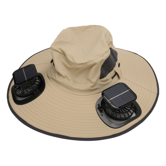 Sombro para fanática, Sombrero para fanártica con ventilador con 2 ventiladores solares nylon para deportes al aire libre en la playa