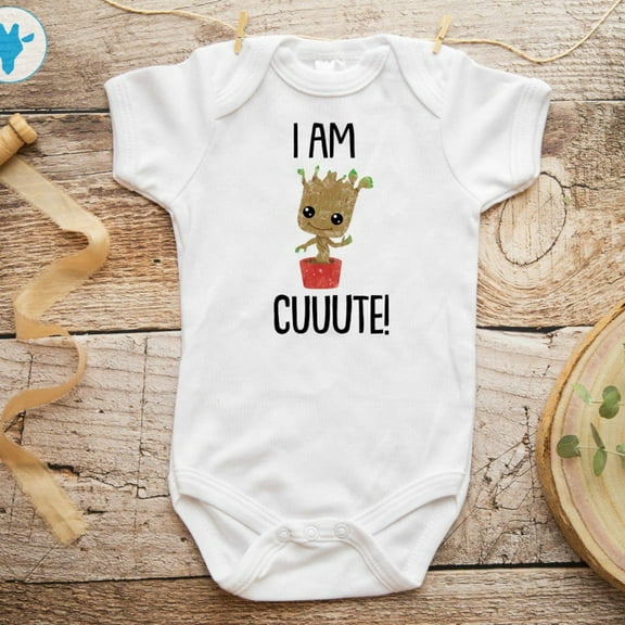 I Am Cuuute Onesie - Groot Baby Clothes - Baby Shower Gift - Unisex Baby Bodysuit- Baby Onesie Funny Cute Baby Onesie, BABY BODYSUIT LAT 4424