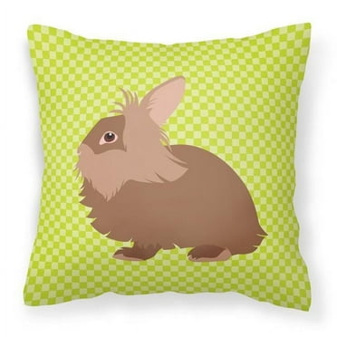 Carolines Treasures BB7786PW1818 Lionhead Rabbit Green Fabric Decorative Pillow, 18 x 18 in.