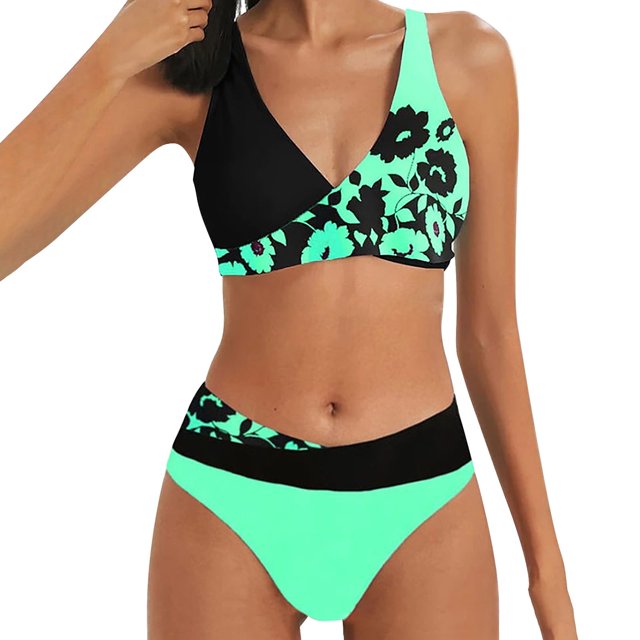 MKLEKYY Maillot de Bain Grande Taille pour Femmes Tankini Taille Haute Imprimé Ensemble Tankini
