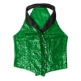 thumbnail image 5 of Mufeng Women's Sequin Party Banquet Vest V-neck Sleeveless Dressy Sparkly Waistcoat Evening Tops Green L, 5 of 7