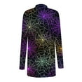 thumbnail image 3 of Kilaqueen Open Front Cardigan for Women Halloween Long Sleeve Spooky Season Lightweight Knit Cardigan Cute Pumpkin Cat Skeleton Print Outwear Coat, 3 of 6