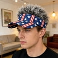 thumbnail image 5 of 4th of July Independence Day Mens Visor Hats with Spiked Wig Novelty Adjustable Baseball Golf Cap with Fake Hair, 5 of 5
