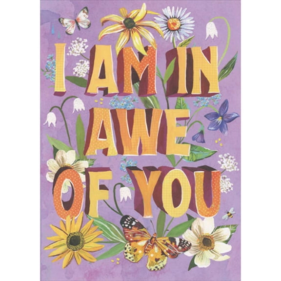 RSVP I Am In Awe of You: Daisies and Butterflies on Purple Mother's Day Card for Wife