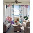 thumbnail image 2 of Summer Ocean Blackout Curtains for Bedroom Living Room, Welcome to Life Color Coral Shell Coastal 96 In Long Thermal Insulated Room Darkening Drapes Grommet Window Treatments, 52 x 96 In, 2 of 9