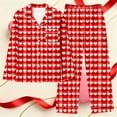 thumbnail image 4 of Caywon Women's Valentine's Day Printed Pajama Set with Pockets, 1 Top + 1 Pants Long Sleeve Collared Homewear Set Casual Comfortable Sleepwear Outfit, 4 of 7
