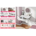 thumbnail image 3 of SUSUchens Makeup Vanity Desk Bedroom Dressing Table with 3 Modes LED Lighted Mirror, Brightness Adjustable,Vanity Table with 1 Drawer and 2 Opening Shelves, 3 of 11