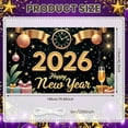 thumbnail image 2 of Gold Glitter Happy New Year Banner Clock Design 2026 New Year Display Decorative Ornaments Firework Pattern New Year Backdrop for New Year Party 2026 Celebration Holiday Gathering, 2 of 9