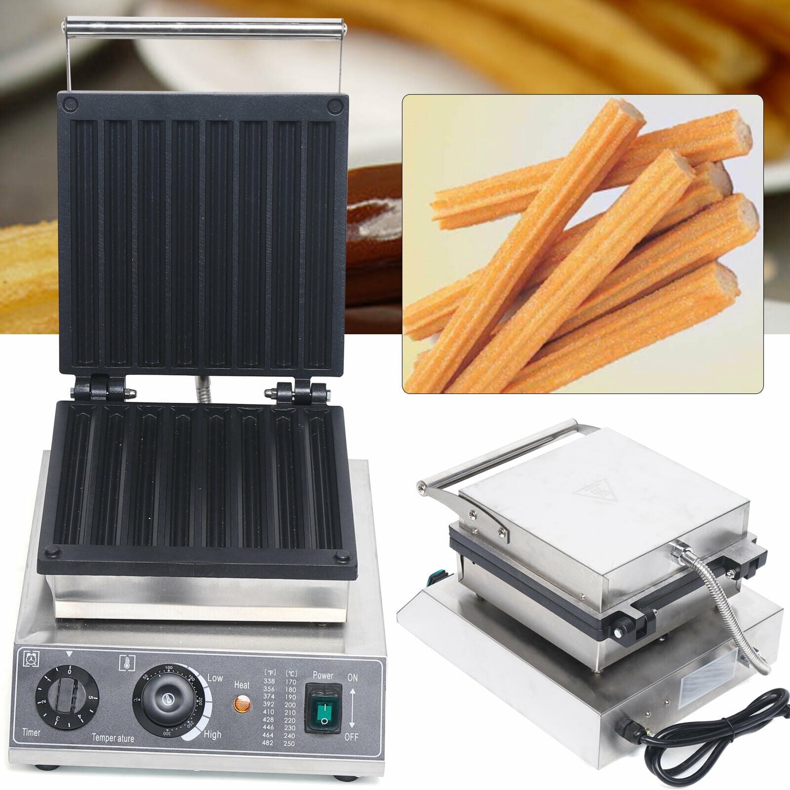 8Pcs Commercial Churros Baker Waffle Maker Machine Non-stick Electric Snacks Baker Machine