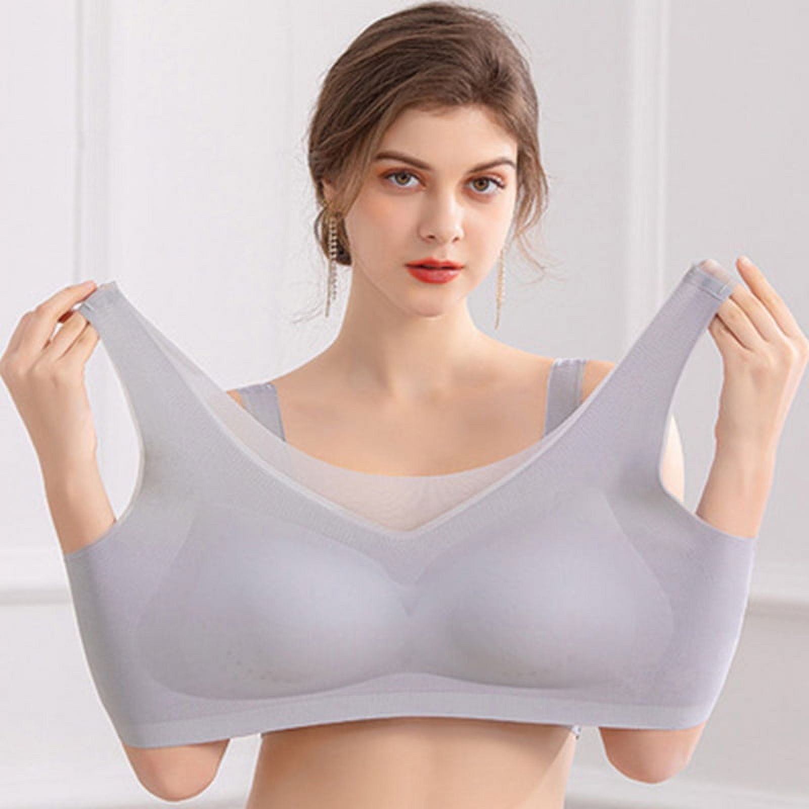 Air Bra Ladies Seamless Viscose Latex Underwear Deep V Breathable Beautiful  Back Receiving Auxiliary Milk Ultra-thin Push-up Non-wired Bra
