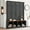 Black 4 Hooks, variant on Euroco Modern Hall Tree with Wide Storage Seating, Entryway Shoe Cabinet and a coat rack Wood‑grain / Fabric bench 78''H