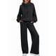 thumbnail image 1 of Conjuntos Deportivos de Dos Piezas para Mujer, Ideales para Otoño. Incluyen Sudadera con Cordón Ajustable y Pantalón Deportivo de Pierna . Negro S, 1 of 9