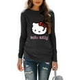 thumbnail image 3 of Hello Kitty Long Sleeve Shirts for Women Casual Crew Neck Basic Fall Tops Loose Fit Comfy DarkGray 21Inch, 3 of 5