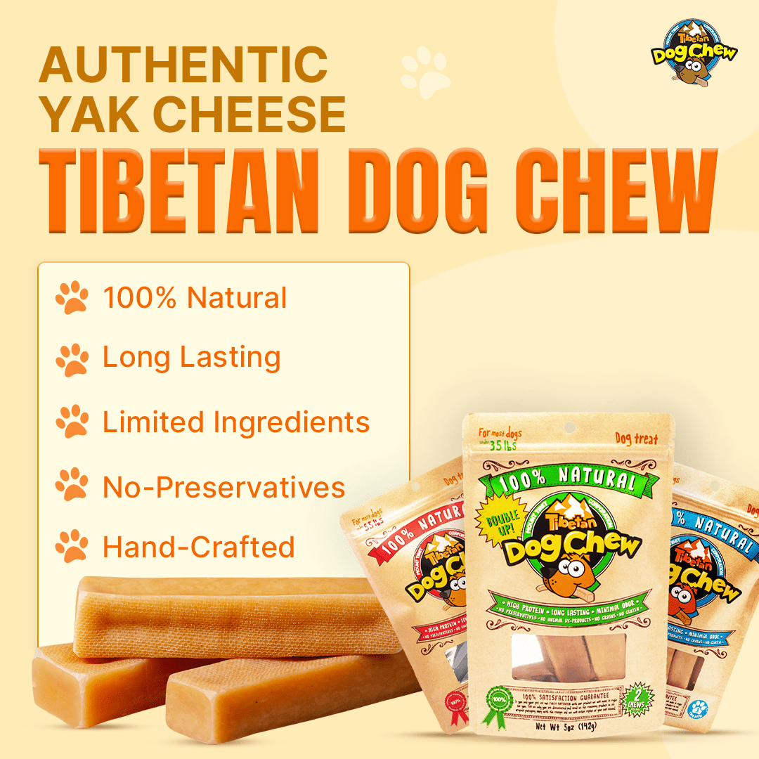 Tibetan Yak Cheese Himalayan Chews for Large Dogs, (3 Pieces) Bag