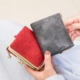 thumbnail image 2 of Cartera corta para mujer, monedero con clip, billetera plegable retro multifuncional, tarjetero para mujer, 2 of 5