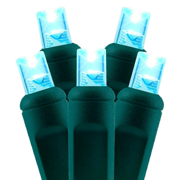 Outdoor Christmas Lights, 24Ft 70 Count Teal Mini 5MM LED String Lights on Green Wire